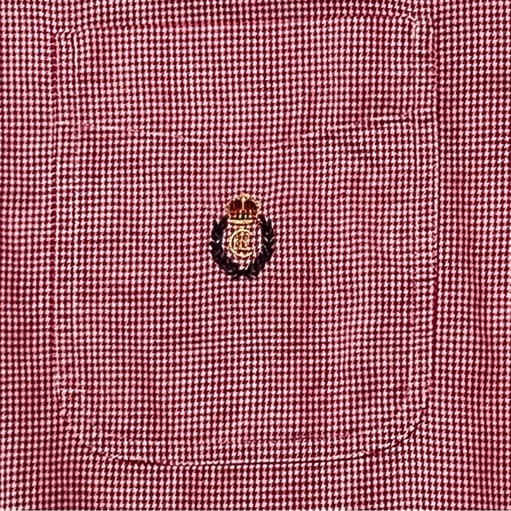 CHAPS Ralph‎ Lauren Men's L RED Checked Long Sleeve Button-Down Shirt CREST LOGO - Picture 3 of 12